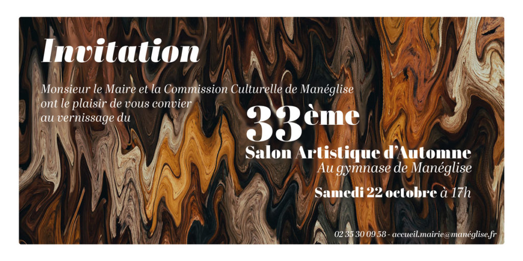 invitation au vernissage du 33ème salon artistique d'automne de Manéglise
